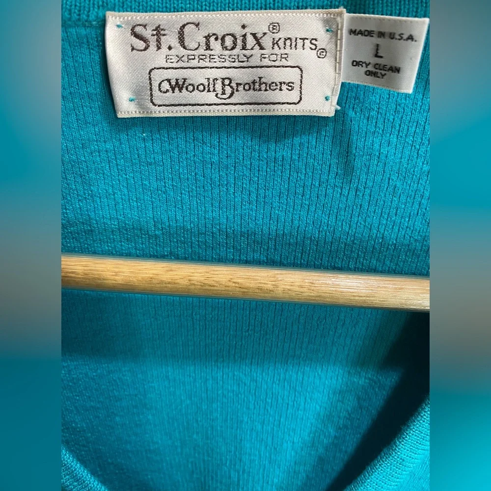Vintage St.‎ Croix Knits Wool V-Neck Sweater | Suede Geometric | USA | L